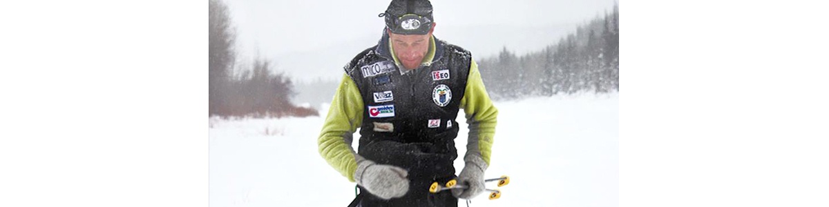 Stefano Miglietti, runner estremo durante la Yukon Arctic Ultra (Canada 2005)